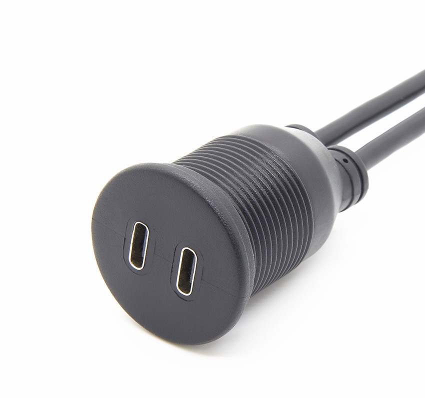 Dual USB 3.1 C Panel Mount Cable
