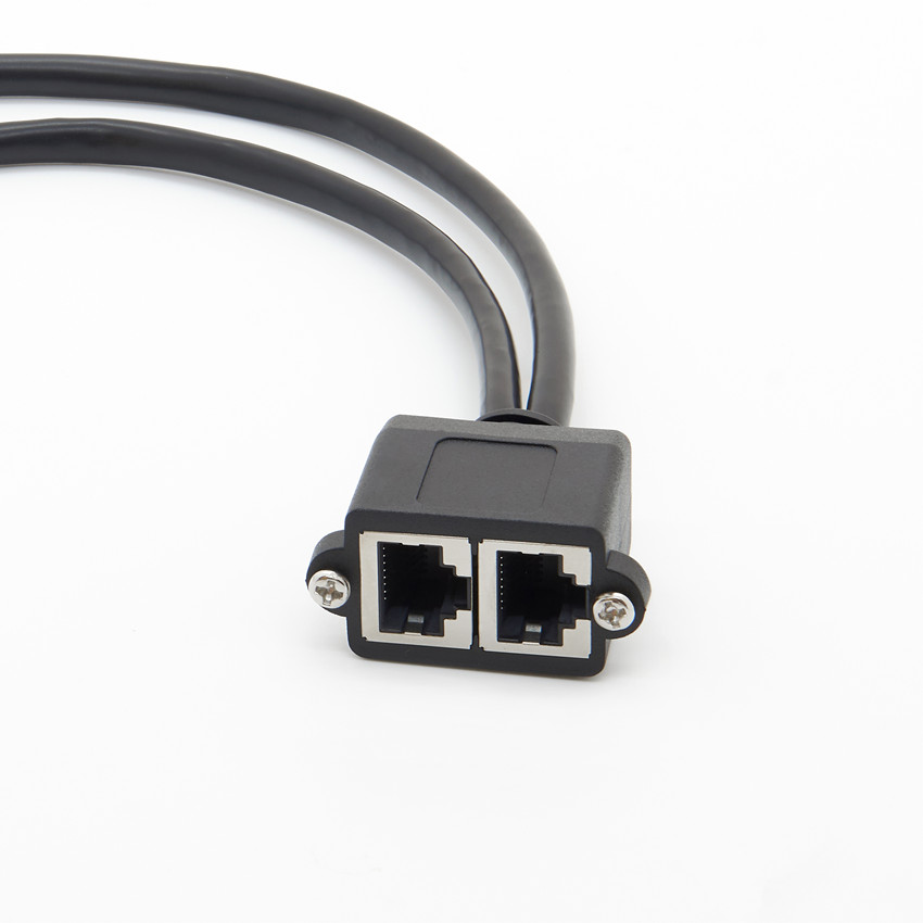 Panel mount dual RJ45 cable