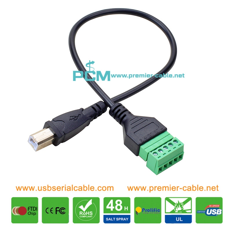 USB Type B to 5 Pin Terminal Block Cable 2
