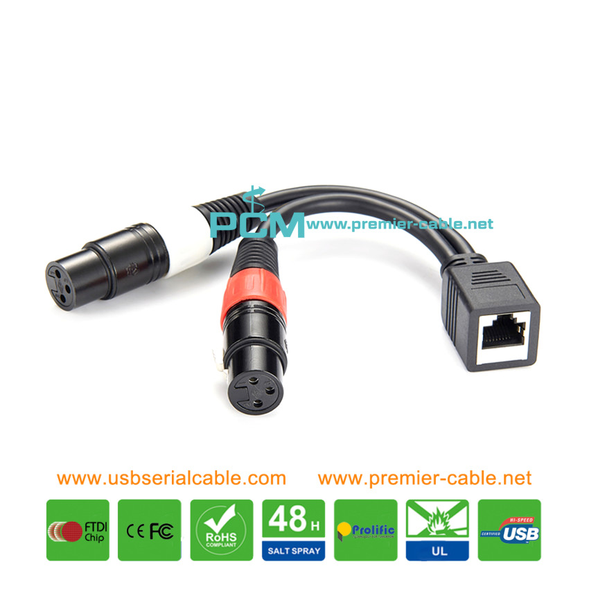 RJ45 to Dual XLR 3 Pin Female AES Cable 2