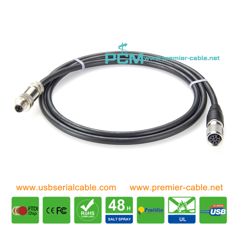 RET AISG M16 8Pin to M12 4 Pin Waterproof Cable for Base Station Communication