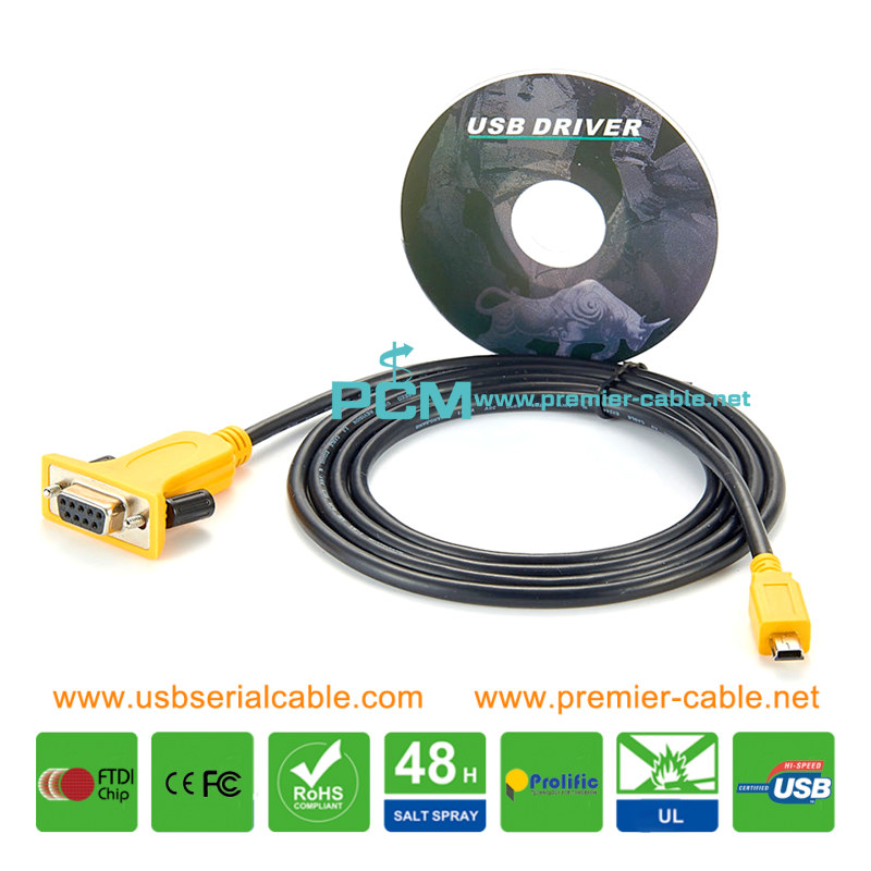 Mini USB to DB9 Female Serial Cable