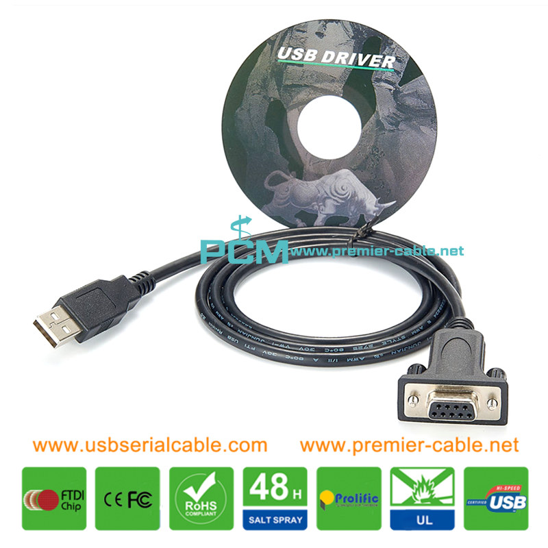USB-A to DB9 Female Serial Port Cable