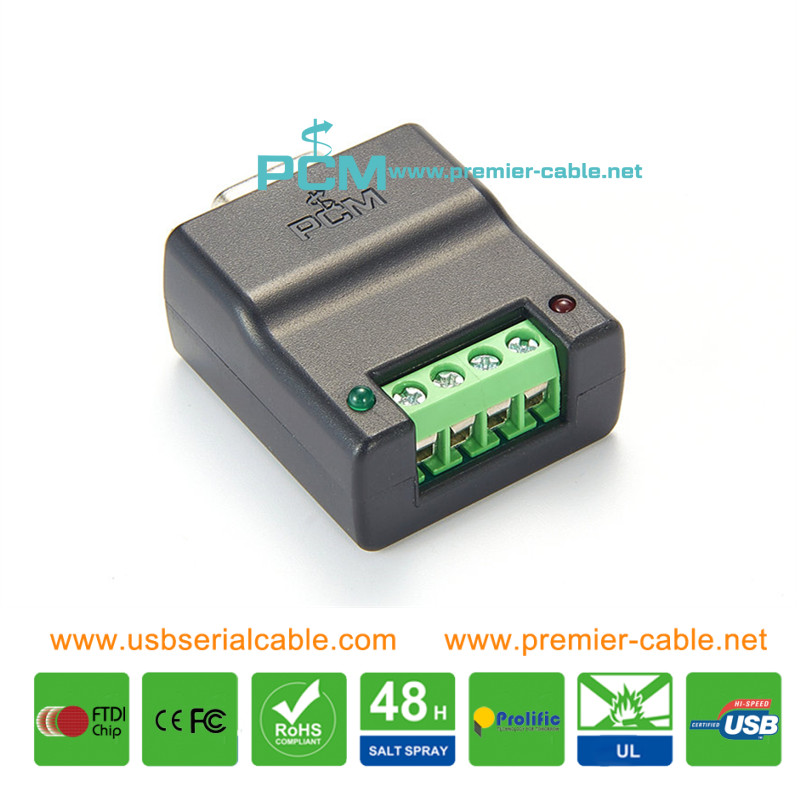 RS232 DB9 to RS485 4Pin Terminal Block Adapter