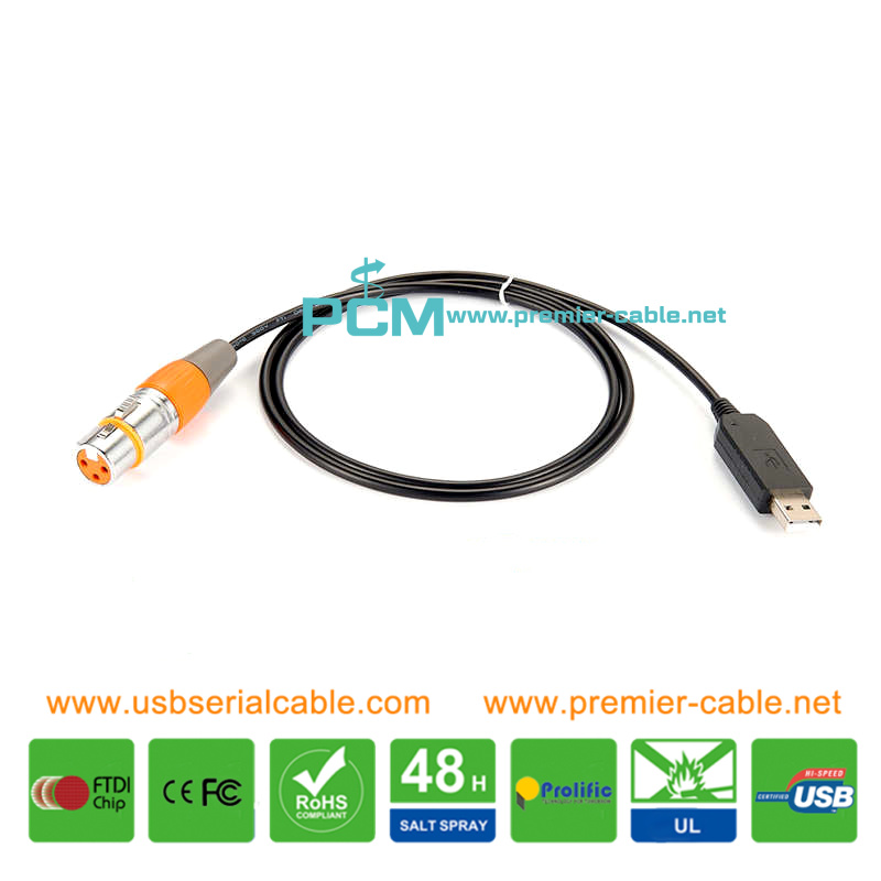 USB to XLR Female RS485 DMX Stage Controller Cable USB to XLR Female RS485 DMX Stage Controller Cable
