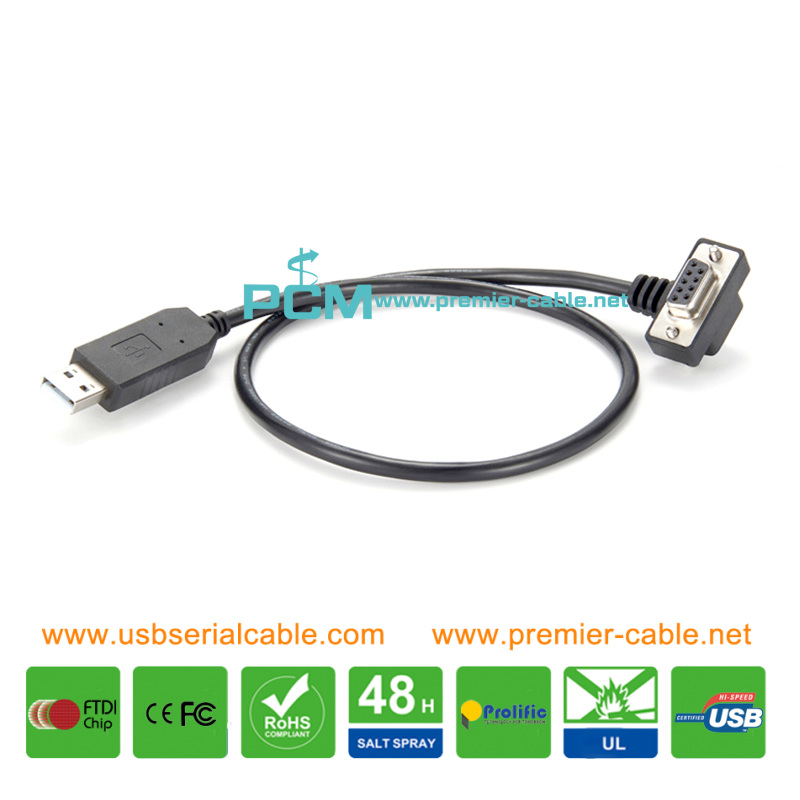 USB2.0 to RS232 DB9 90 Angle Cable