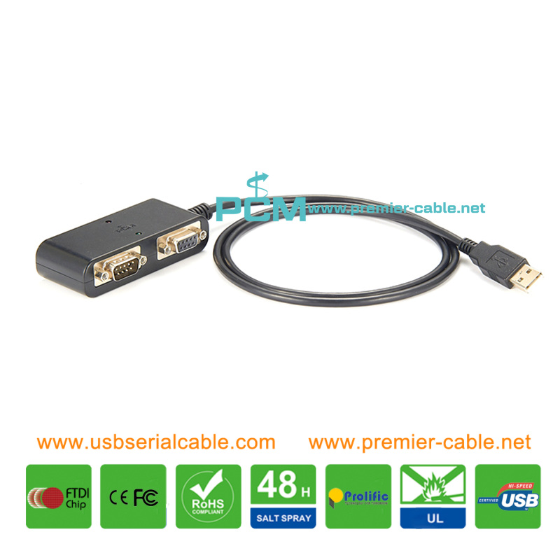 USB to Db9 Male Female 2 Ports Serial Hub