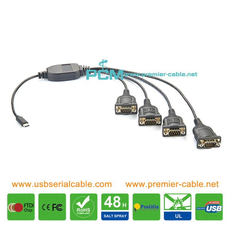 USB3.1 to DB9x4 RS232 Splitter Cable
