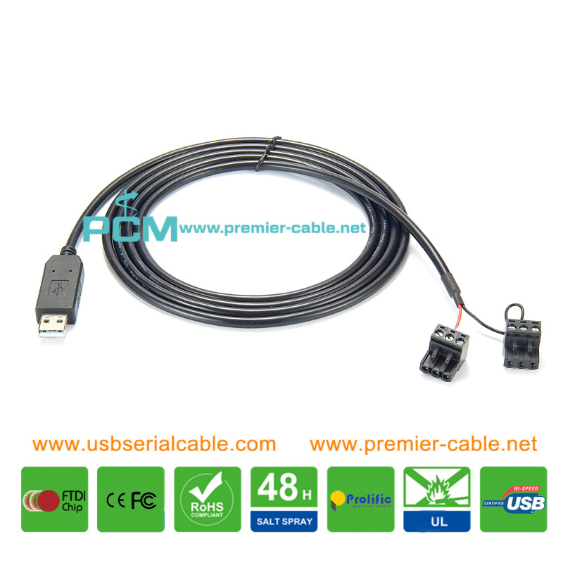 USB to 2x 3 Pin Terminal Power Cable