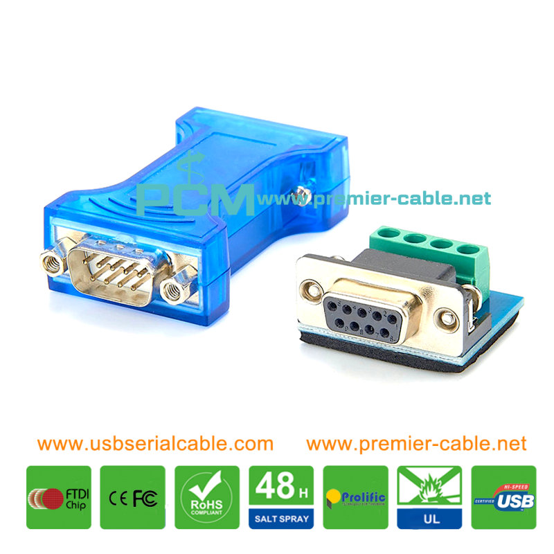 RS232 DB9 Adapter with RS485 Terminal Block