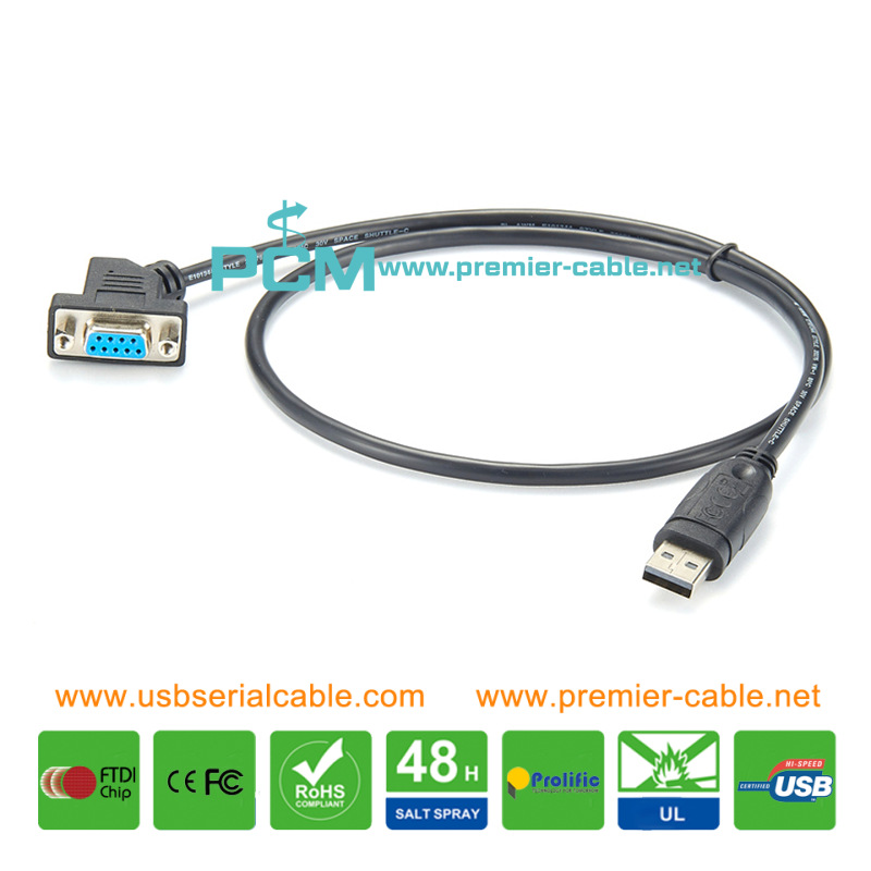 USB to DB9 Female 45° Angle RS232 Cable