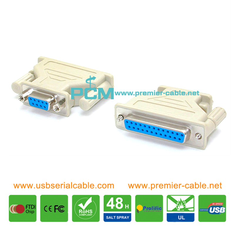 DB9 to DB25 Female RS232 Data Adapter