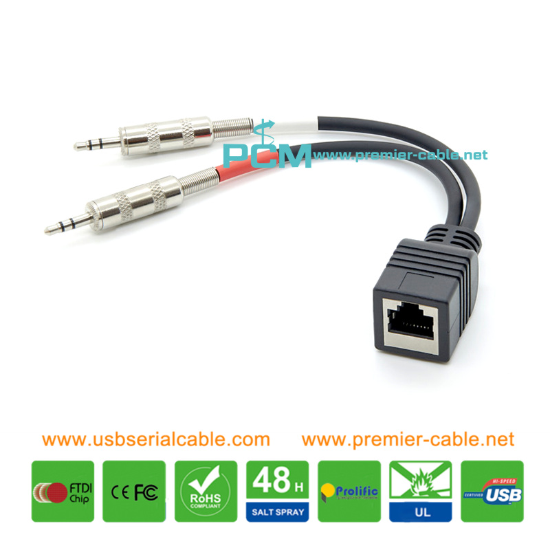 2x Mini 1/8 to RJ45 Socket Adapter 2x Mini 1/8 to RJ45 Socket Adapter