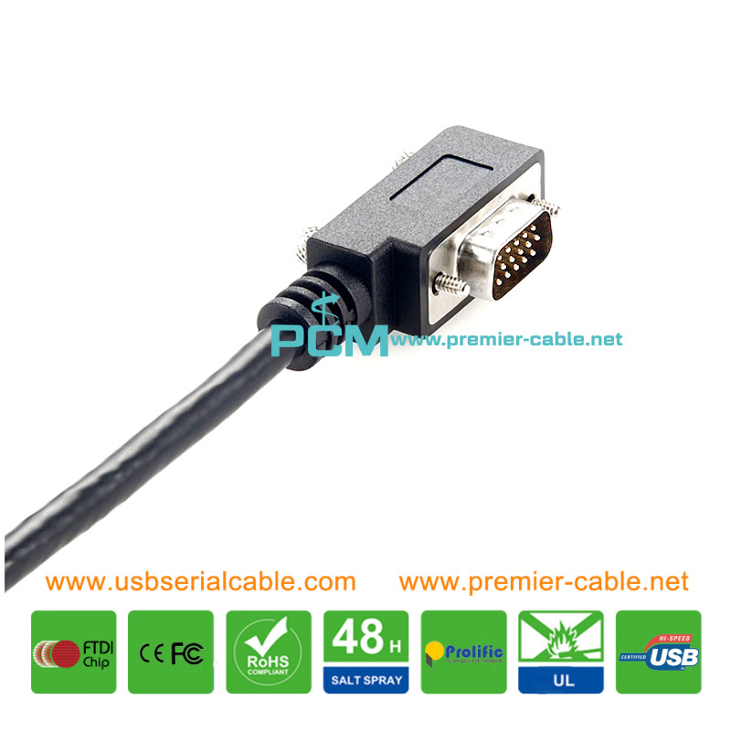 VGA 15 Pin Slim Fit Angle Monitor Cable