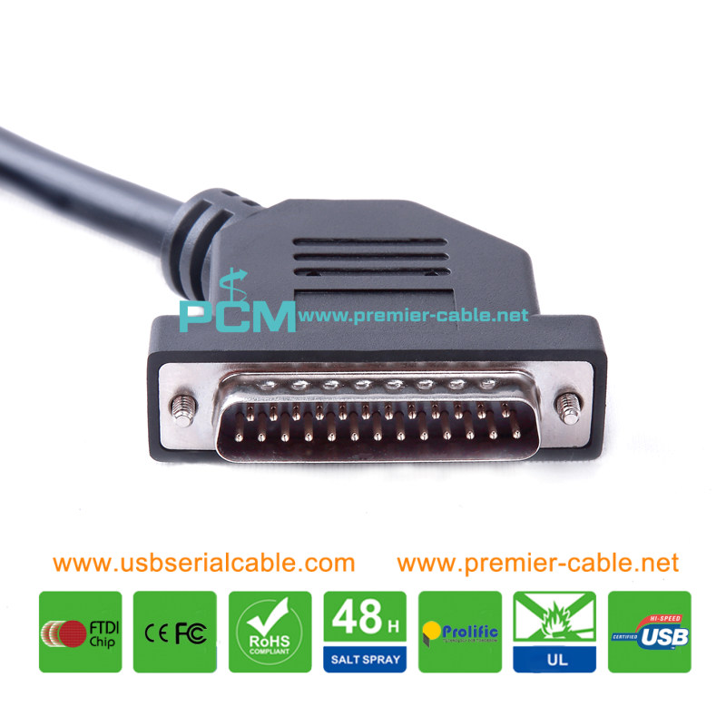 DB25 45 Degree Angle Serial Cable