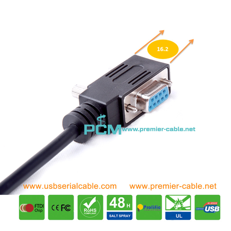 DB9 Slim Low Profile Angle Null Modem Cable