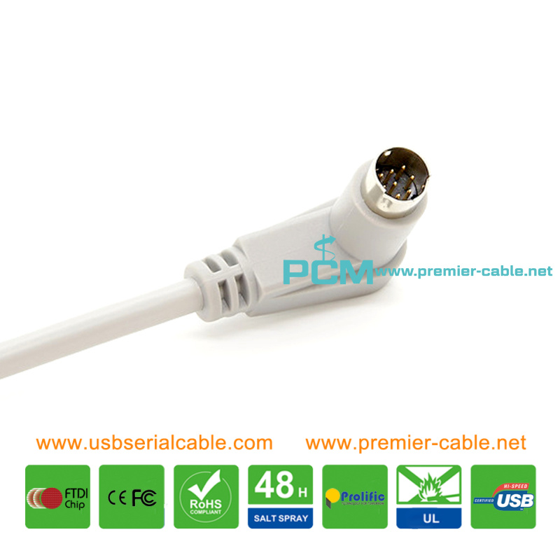 Mini Din 8 Pin Right Angle Male DC Cable