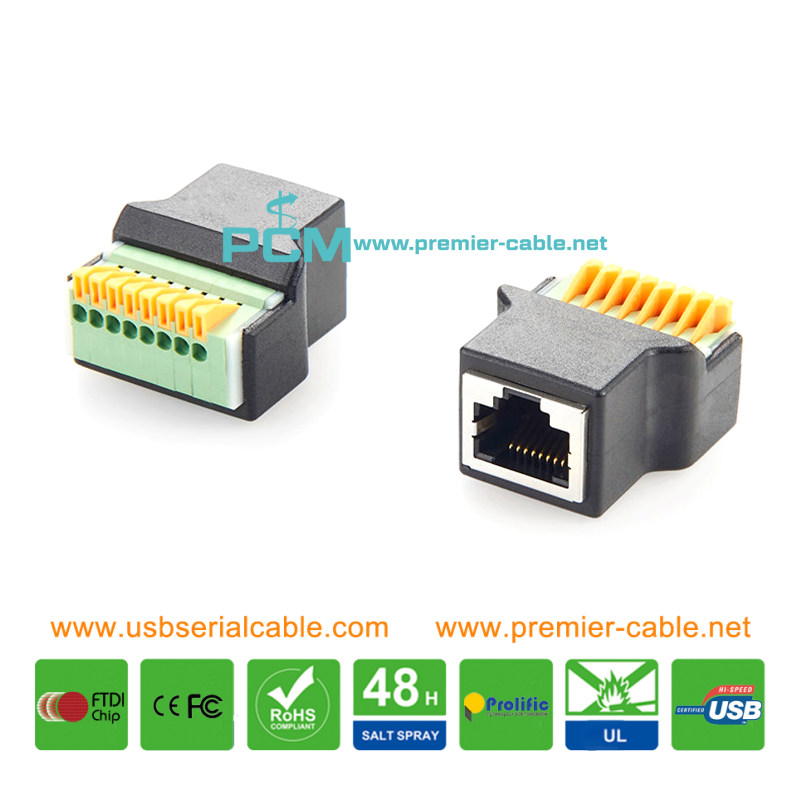 RJ45 8 Pole Push-in Terminal Block Connector