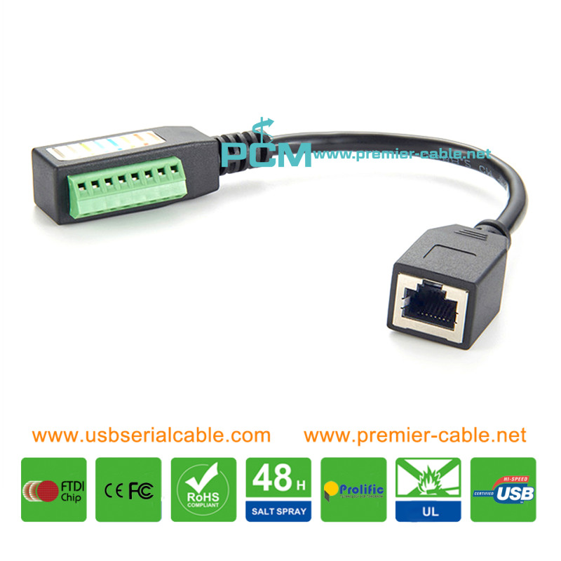 UTP Cat6 RJ45 to 8-Pin Terminal for POE IR Signal Router Ethernet DMX