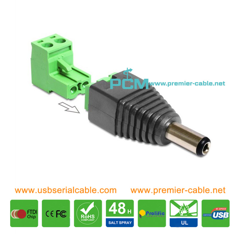 DC 5.5 x 2.1mm to 2 Pin Terminal Block