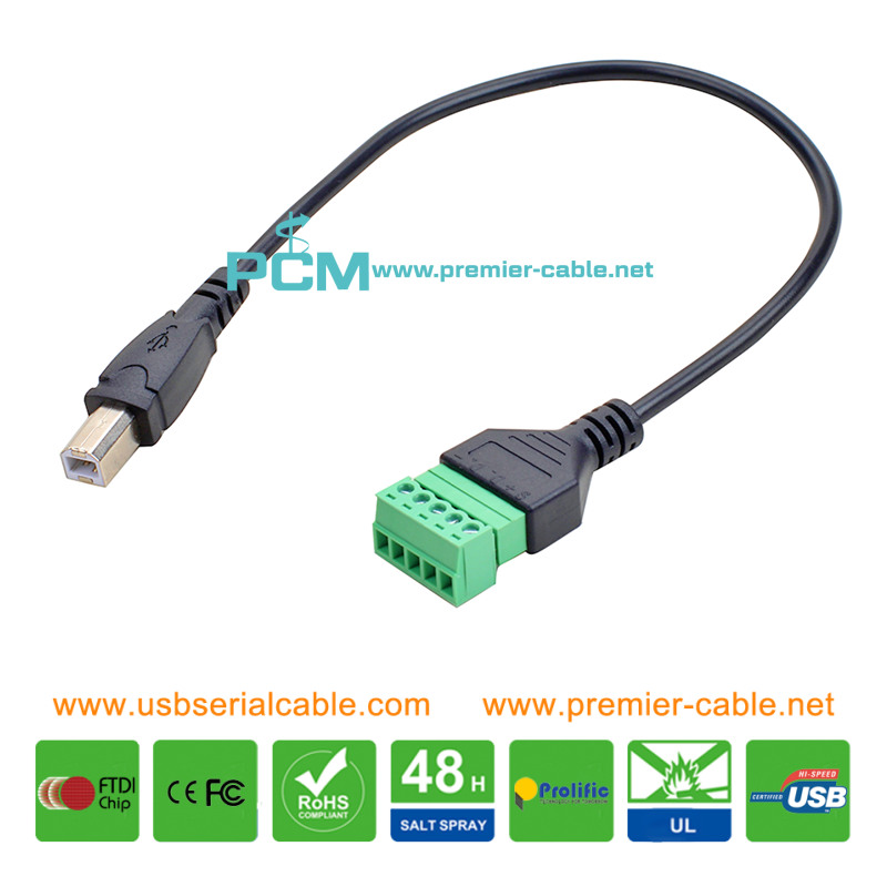 USB Type B to 5 Pin Terminal Block Cable