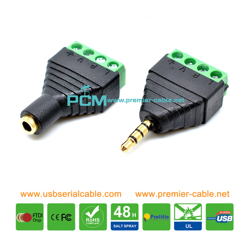 Stereo Plug 3.5mm to 4 pin Terminal Block