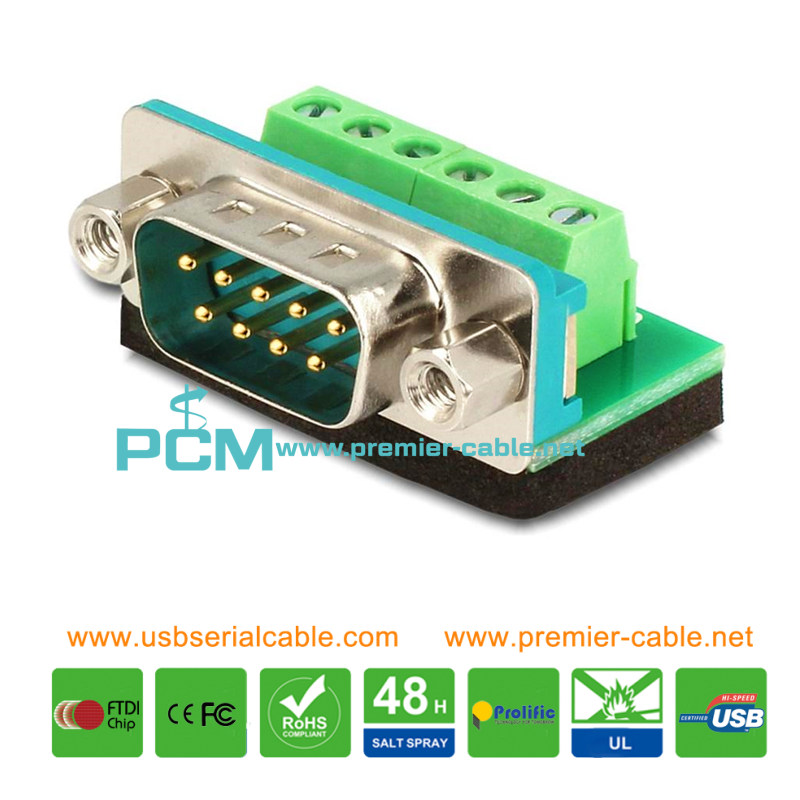 DB9 Male to 6 Pin Terminal Block Adapter