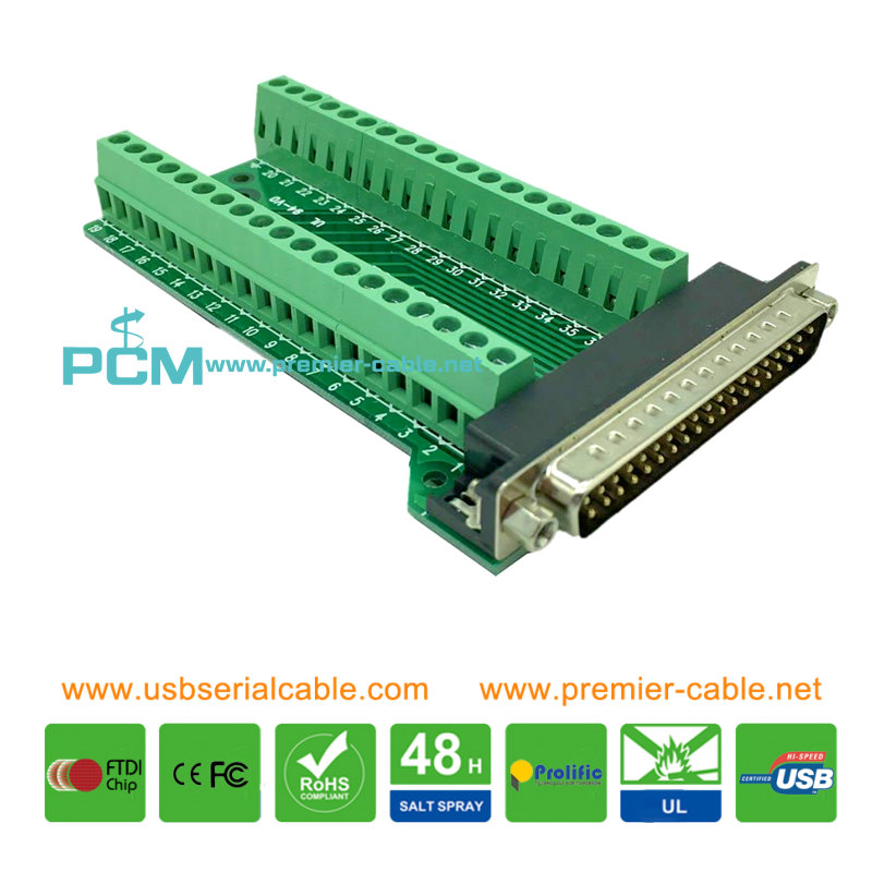 DB37 to 37 Pin Terminal Screw Breakout Board