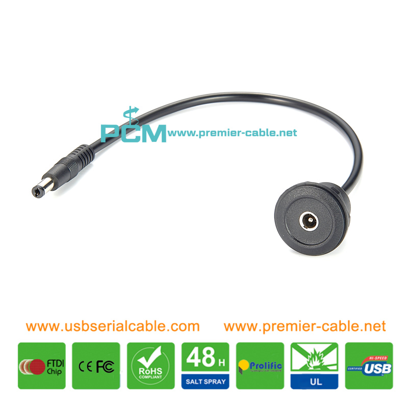 5.5 x 2.1mm to 2.5mm DC Power Plug Roud Panel Cable