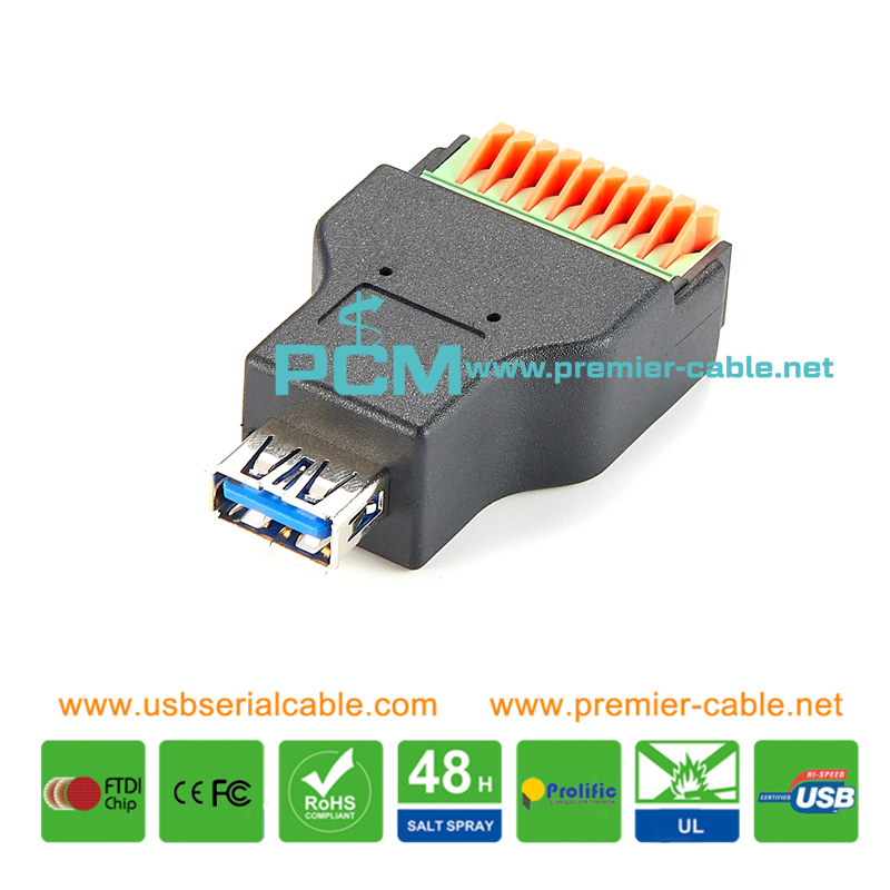 USB3.0 Female to Pluggable Terminal Block Converter 1