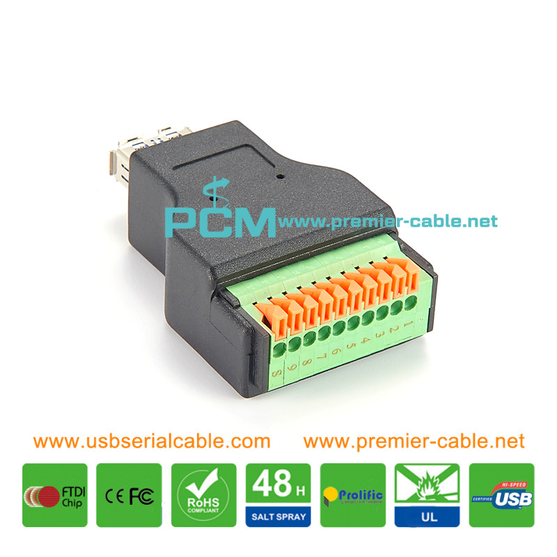 USB3.0 Female to Pluggable Terminal Block Converter 2