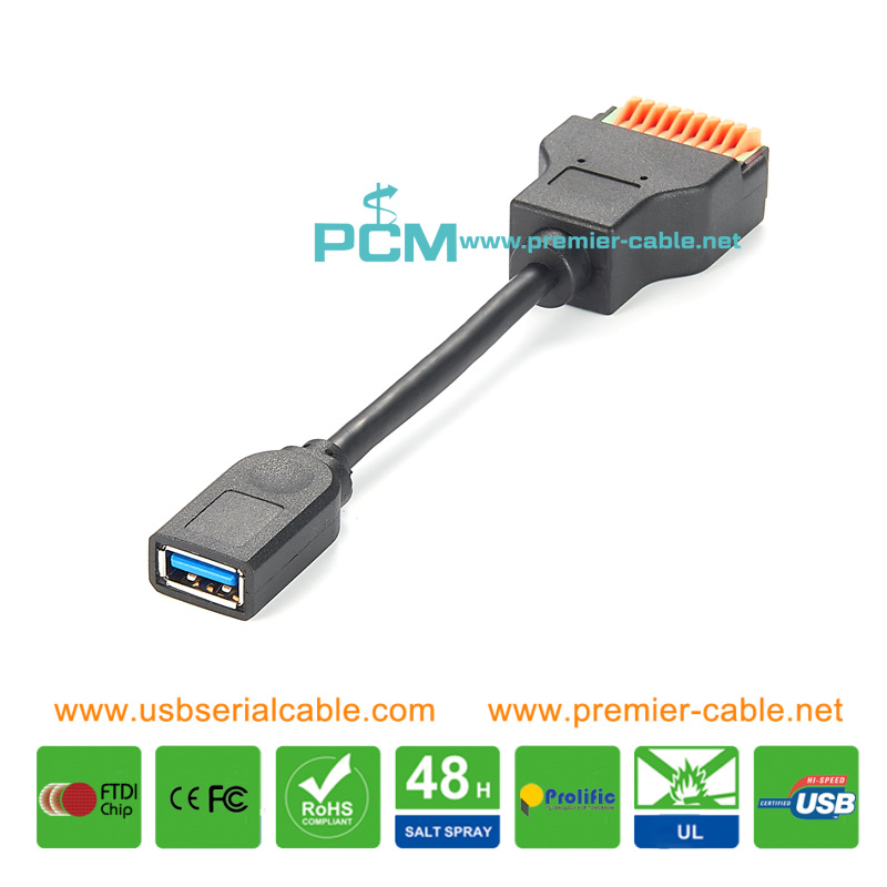 USB3.0 A Socket to Solderless 10 Way Terminal Cable 1