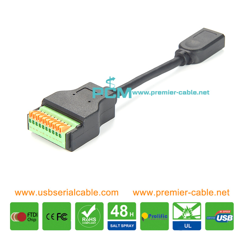 USB3.0 A Socket to Solderless 10 Way Terminal Cable 2