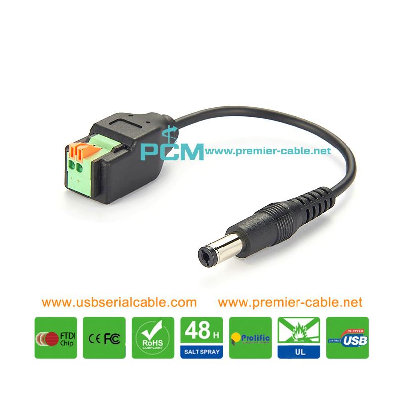 DC Male to 2 Pin Spring Press CCTV Power Terminal Block DC Male to 2 Pin Spring Press CCTV Power Terminal Block