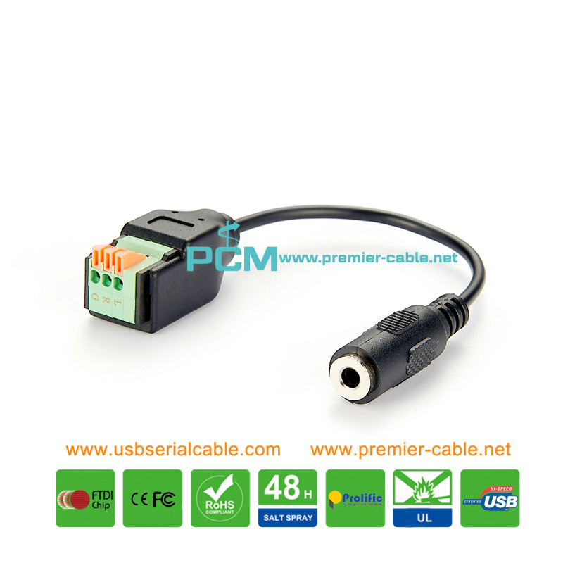 Audio 3.5mm TRS Female to 3 Pole Terminal Block Audio 3.5mm TRS Female to 3 Pole Terminal Block