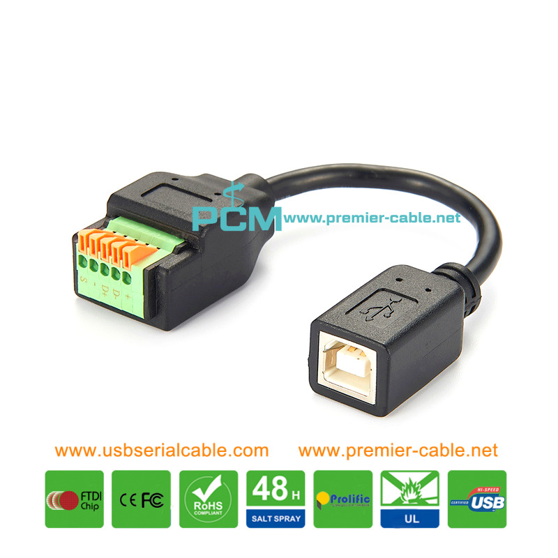 Type B Female to 5 Pin Solderless Terminal Connector