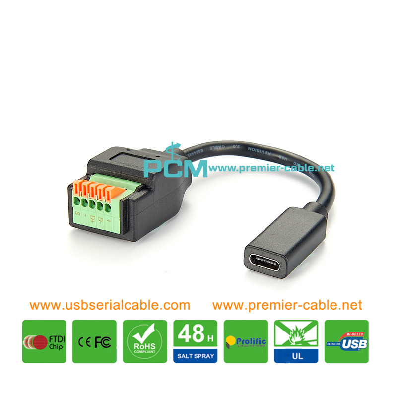 Type C Female to 5 Pin Spring Press Terminal Block Type C Female to 5 Pin Spring Press Terminal Block