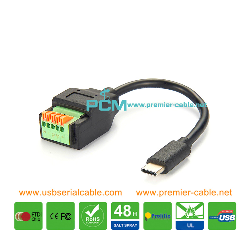USB3.1 C to 5 Way Solderless Terminal Cable