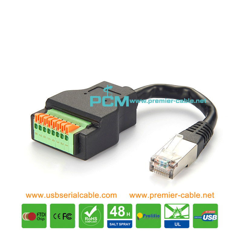 CCTV RJ45 to 8 Pin Push-in Terminal Block Cable