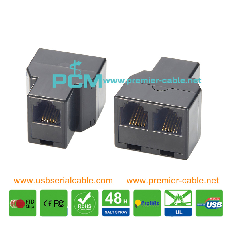 RJ12 Telephone Modular Voice T Splitter Adapter RJ12 Telephone Modular Voice T Splitter Adapter