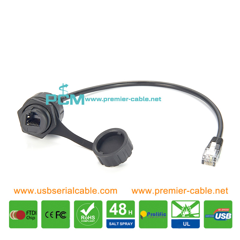 RJ12 Round Panel Waterproof Line Cord Cable