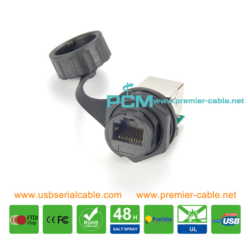 RJ50 10P10C 180 Degree Data Waterproof Adapter