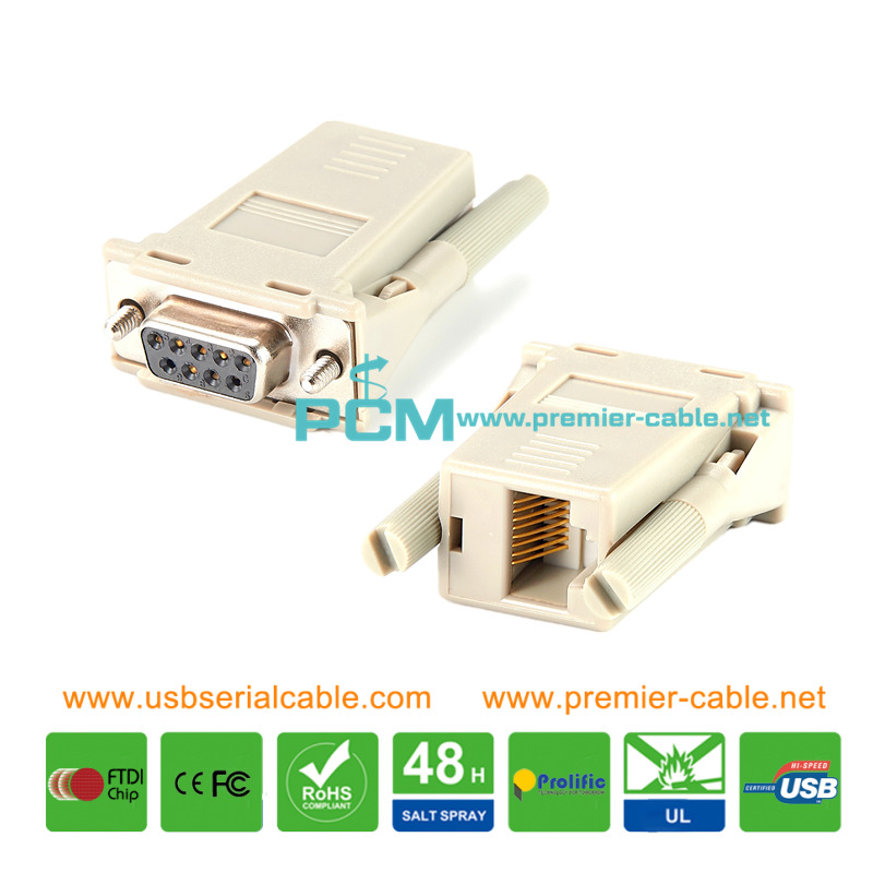 DB9 to RJ45 Null Modem Crossover Converter