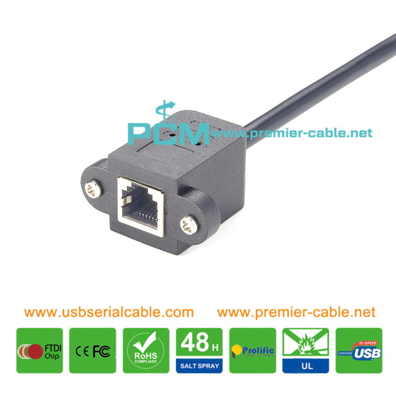 RJ12 Female Screwing Telephone Panel Mount Cable