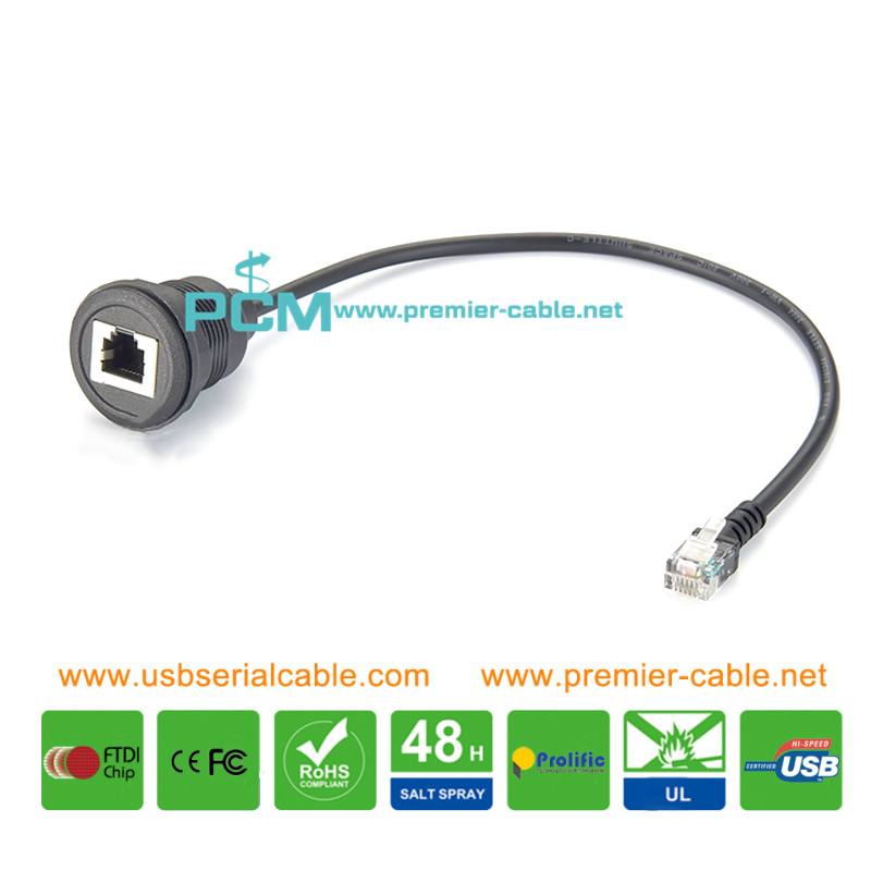 RJ12 6P6C Round Panel Dashboard Cable