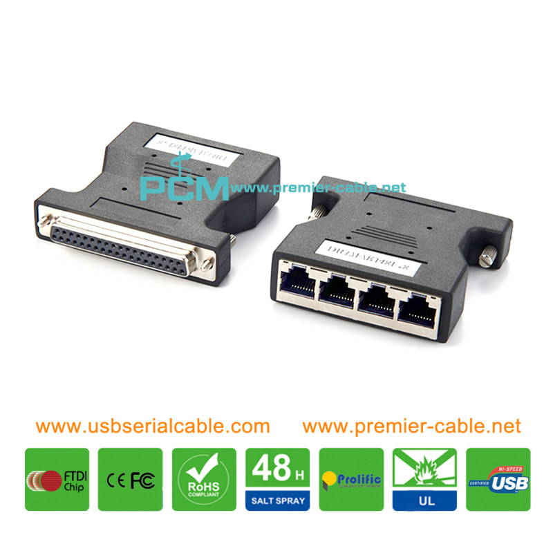 DB37 to 4x RJ45 PDH Multiplexer Serial Converter