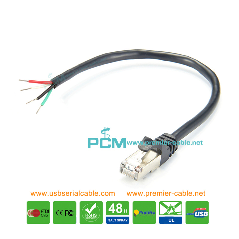 UTP Cat6A RJ45 to Bare End Free Wire Cable