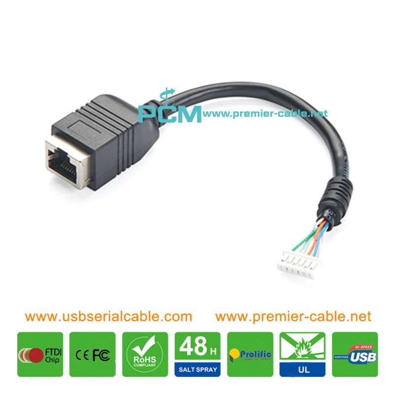 RJ45 Socket to Molex JST 6Pin Housing Cable