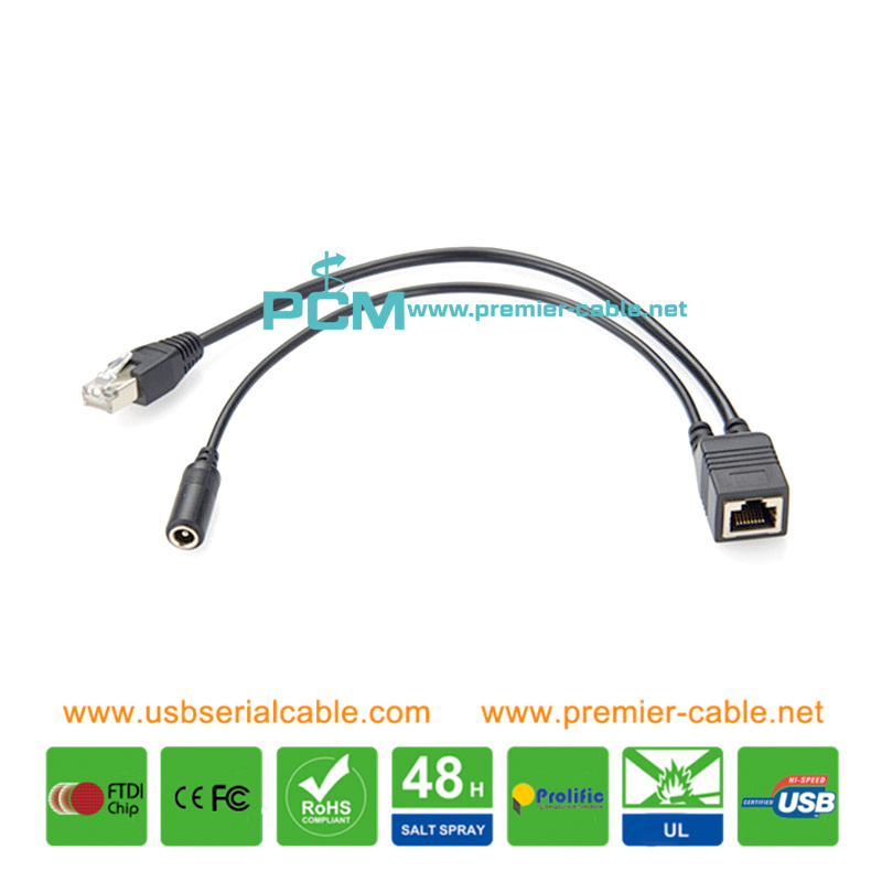 RJ45 Female to RJ45 DC Power PoE Splitter Adapter