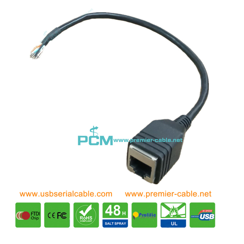 Cat5e RJ45 Female to Open End Wire LAN Cable